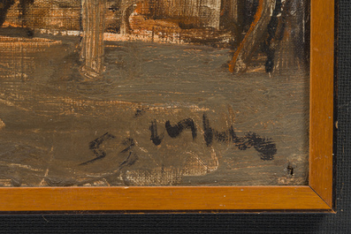 Floris Jespers (1889-1965): Vue d'un village africain, huile sur toile, dat&eacute; (19)53