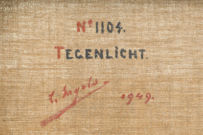 L&eacute;o Engels (1882-1952): 'Tegenlicht' et 'Het porseleinen klokje', huile sur toile, dat&eacute; 1947 et 1949