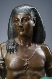 Emile Louis Picault (1833-1915): The Egyptian high priest Pastophore and the Egyptian scribe Hierogrammate, patinated bronze, 20th C.