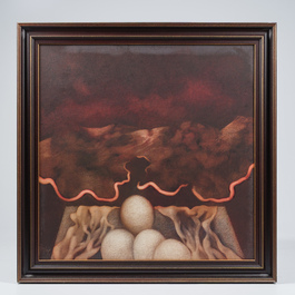 Yves Rhay&eacute; (1936-1995): Abstracte compositie, olie op doek