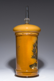 Grand pot d'apothicaire 'Digitalis' en verre peint &agrave; l'int&eacute;rieur, France, Cordes, vers 1900