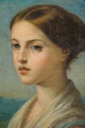 &Eacute;cole allemande, sign&eacute;, &agrave; la mani&egrave;re de Franz Xaver Winterthaler (1805-1873): Paire de portraits de dames, huile sur toile, 19&egrave;me si&egrave;cle