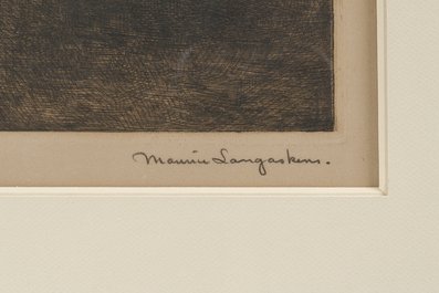 Maurice Langaskens (1884-1946): 'Les charrons', ets, ed. 12/100