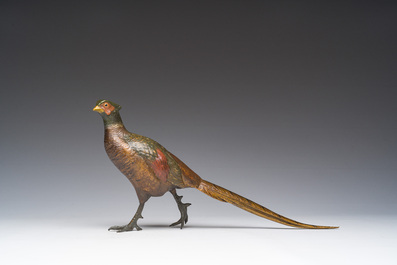 Illegibly signed: A Viennese polychrome cold painted bronze model of a pheasant, 19th/20th C.