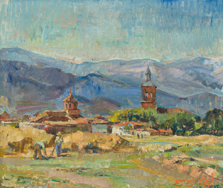 Albert Steel (1917-1984) en Georges Steel (1923-2010): Twee landschappen en een bloemstilleven, olie op doek, jaren '70