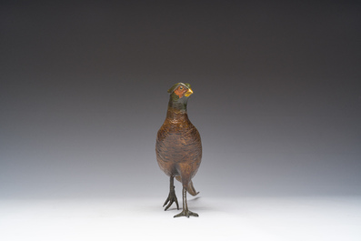 Illegibly signed: A Viennese polychrome cold painted bronze model of a pheasant, 19th/20th C.