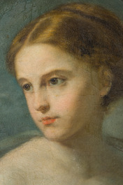 &Eacute;cole allemande, sign&eacute;, &agrave; la mani&egrave;re de Franz Xaver Winterthaler (1805-1873): Paire de portraits de dames, huile sur toile, 19&egrave;me si&egrave;cle