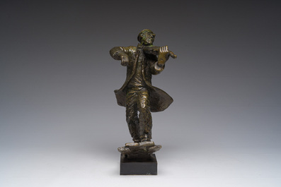 L. Segal (20&egrave;me si&egrave;cle): Le violoniste passionn&eacute;, bronze patin&eacute;