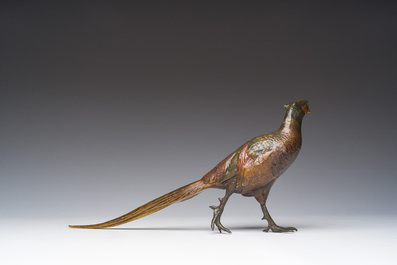 Illegibly signed: A Viennese polychrome cold painted bronze model of a pheasant, 19th/20th C.
