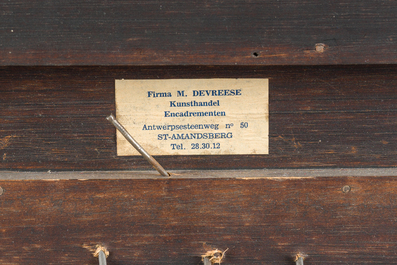 Oscar Coddron (1881-1960): Snow landscape with a horse and a caravan, oil on canvas