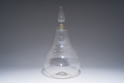 A large pear-shaped glass apothecary jar or carboy, 19th C.