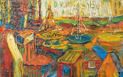 Etienne Le Compte (1931-2010): Les plaisirs de la mer, huile sur toile