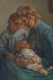 Juliette Cambier (1879-1963): De borstvoeding, olie op doek, Parijs, gedateerd 1903