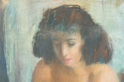 Jules Van de Leene (1887-1962): Zittend vrouwelijk naakt, pastel op papier