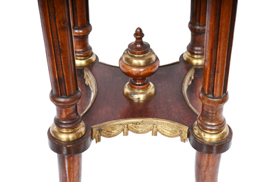 A French wooden gaming table and two side tables, 19th/20th C.