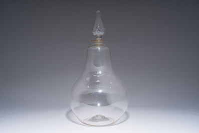 A large pear-shaped glass apothecary jar or carboy, 19th C.