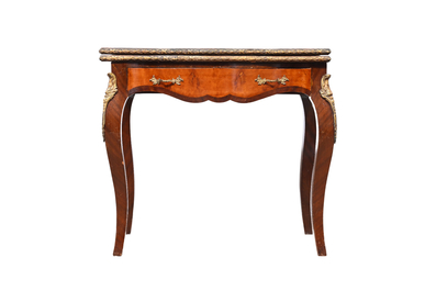 A French wooden gaming table and two side tables, 19th/20th C.