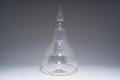 A large pear-shaped glass apothecary jar or carboy, 19th C.