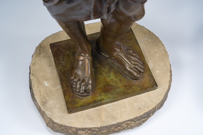 Emile Louis Picault (1833-1915): The Egyptian high priest Pastophore and the Egyptian scribe Hierogrammate, patinated bronze, 20th C.