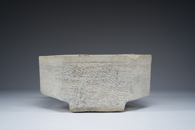 An Italian white Carara marble baptismal font, probably 18th C.