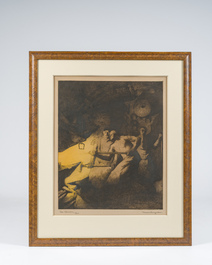 Maurice Langaskens (1884-1946): 'Les charrons', ets, ed. 12/100