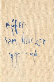 Sam Drukker (1957): 'Offer III', oil and chalk on canvas, dated 1995-1996