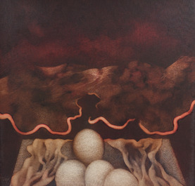 Yves Rhay&eacute; (1936-1995): Abstracte compositie, olie op doek