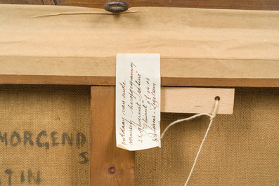 Modest Huys (1874-1932): 'De Leie 's morgends - La Lys le matin', oil on canvas