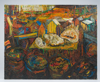 Etienne Le Compte (1931-2010): Les plaisirs de la mer, huile sur toile