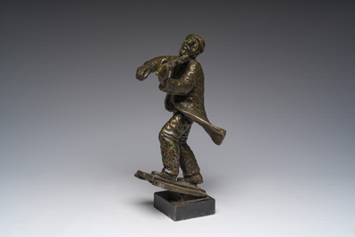 L. Segal (20&egrave;me si&egrave;cle): Le violoniste passionn&eacute;, bronze patin&eacute;