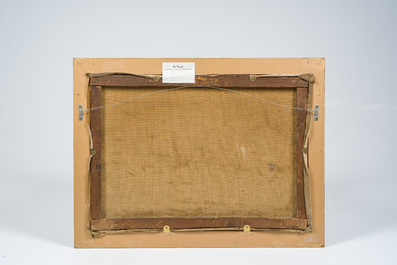 Herman Broeckaert (1878-1930): Paysage avec &eacute;glise, huile sur toile