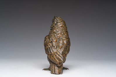 A Viennese polychrome cold painted bronze model of an owl, 19th/20th C.