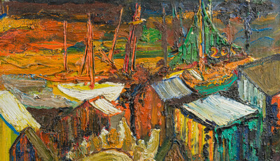 Etienne Le Compte (1931-2010): Les plaisirs de la mer, huile sur toile