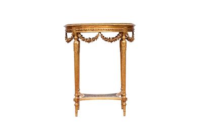 A French wooden gaming table and two side tables, 19th/20th C.