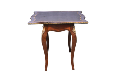 A French wooden gaming table and two side tables, 19th/20th C.