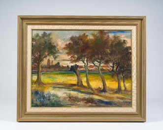 Albert Steel (1917-1984) en Georges Steel (1923-2010): Twee landschappen en een bloemstilleven, olie op doek, jaren '70