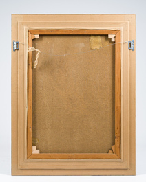 Belgische school: Portret van een dame zittend in een zetel, olie op doek, eerste helft 20ste eeuw