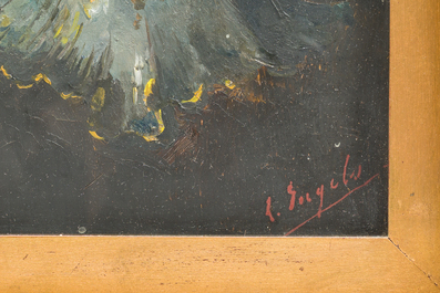 L&eacute;o Engels (1882-1952): 'Tegenlicht' et 'Het porseleinen klokje', huile sur toile, dat&eacute; 1947 et 1949