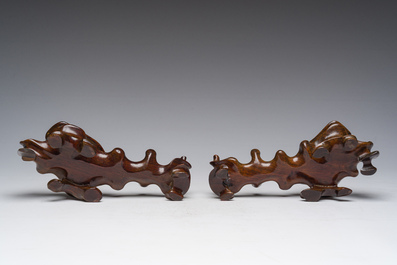 A pair of Chinese cloisonn&eacute; peacock-shaped censers and covers, 19th C.