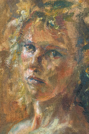 Sam Drukker (1957): 'Franka', acrylique et huile sur toile, dat&eacute; 1995