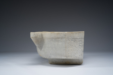 An Italian white Carara marble baptismal font, probably 18th C.