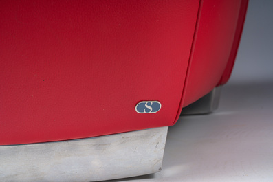Franz Romero (1951): A red leather and polished aluminium DS-57 Bugatti lounge chair, De Sede, Switzerland