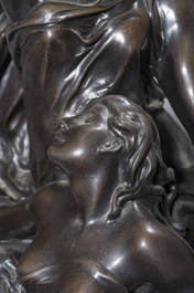 Emile Louis Picault (1833-1915): 'Maintenant sous le ciel tout repose Lamartine', brown patinated bronze alloy on a marble base, 20th C.