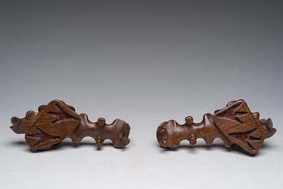 A pair of Chinese cloisonn&eacute; peacock-shaped censers and covers, 19th C.