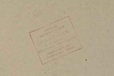 Alice Remy (20th C.): Composition with calligraphy, mixed media on paper