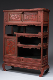 A Japanese red lacquer cabinet, Meiji/Showa, 19th/20th C.