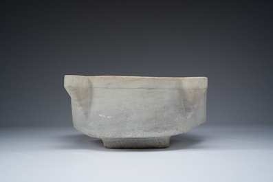 An Italian white Carara marble baptismal font, probably 18th C.