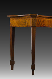 An English George III mahogany veneered one-drawer serving or side table, 19th C.