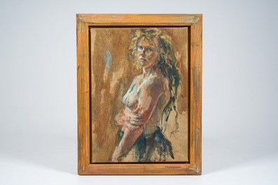 Sam Drukker (1957): 'Franka', acrylique et huile sur toile, dat&eacute; 1995