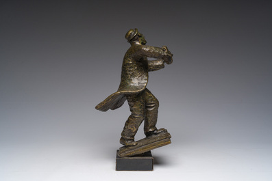 L. Segal (20&egrave;me si&egrave;cle): Le violoniste passionn&eacute;, bronze patin&eacute;